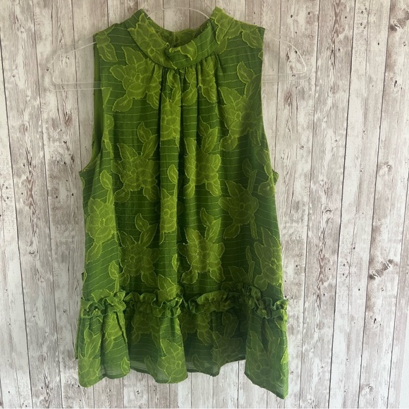 Maeve Tops - Maeve Green Sleeveless Green Lace Blouse